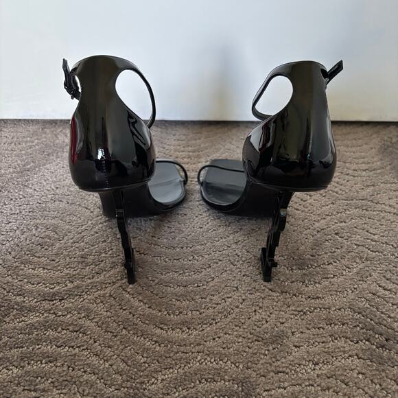 Saint Laurent Opyum YSL High Heel Patent Leather Sandal Pumps Black Size EU 40.5 - Picture 4 of 13